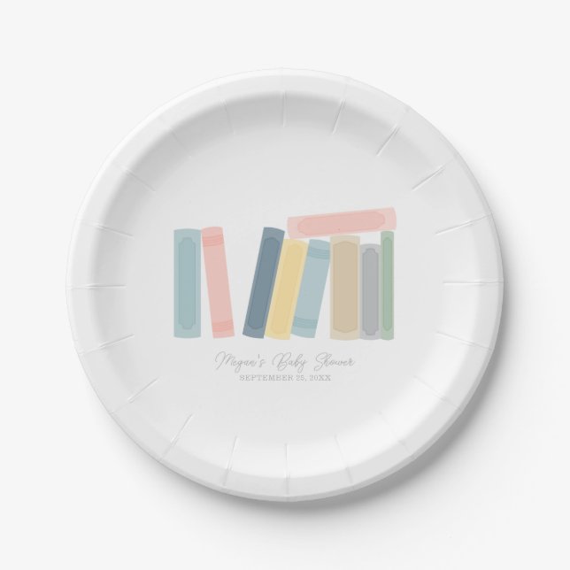 Assiettes En Carton Baby shower de livre (Devant)
