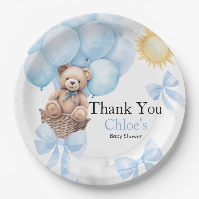 Assiettes En Carton Baby shower de l'ours (Devant)