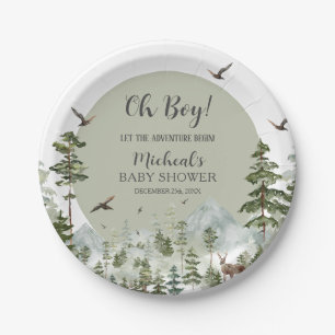 Assiettes En Carton Baby shower de montagne de Boy Pine Tree
