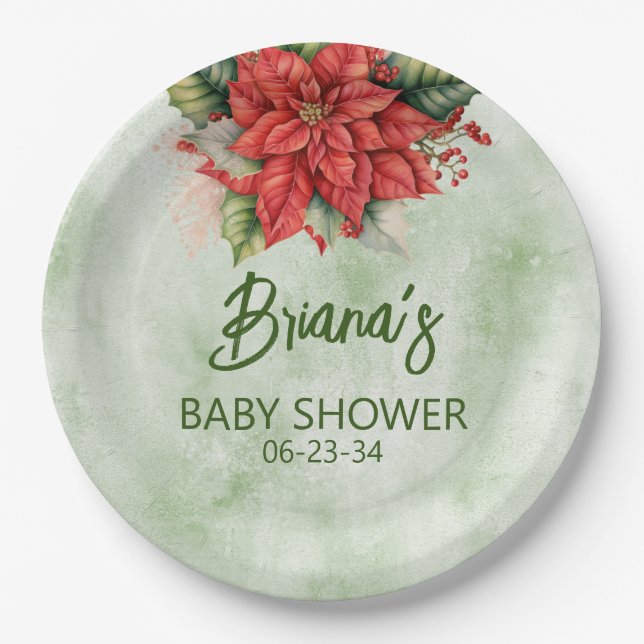 Assiettes En Carton Baby shower de Noël neutre pour les femmes (Devant)