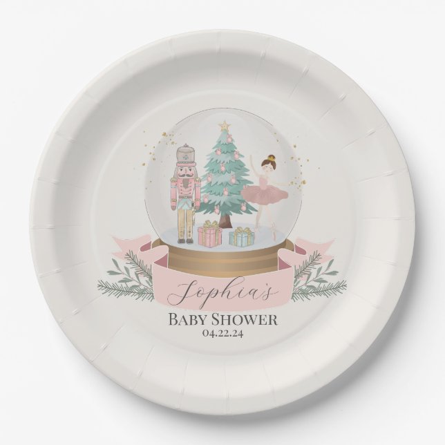 Assiettes En Carton baby shower de noix de rose (Devant)