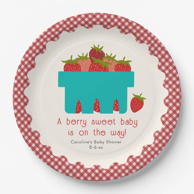 Assiettes En Carton Baby shower de panier de fraises doux Berry (Devant)
