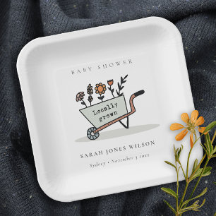Assiettes En Carton Baby shower de panier floral gris cultivé localeme