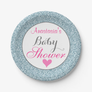 Assiettes En Carton Baby shower de Parties scintillant Fille Glam Pink