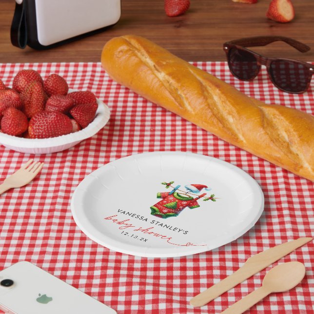 Assiettes En Carton Baby shower de Père Noël Red Holly (Pique-nique)