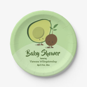 Assiettes En Carton Baby shower de personnage de dessin animé Avocado 
