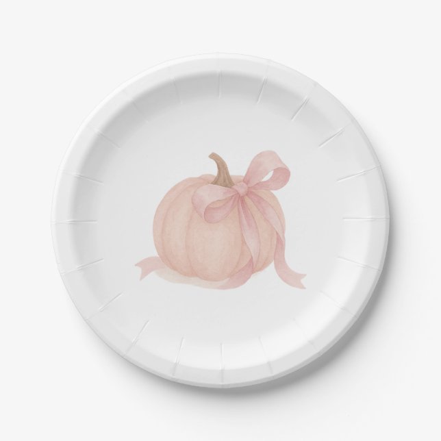Assiettes En Carton Baby shower de petite Citrouille automnale fille (Devant)