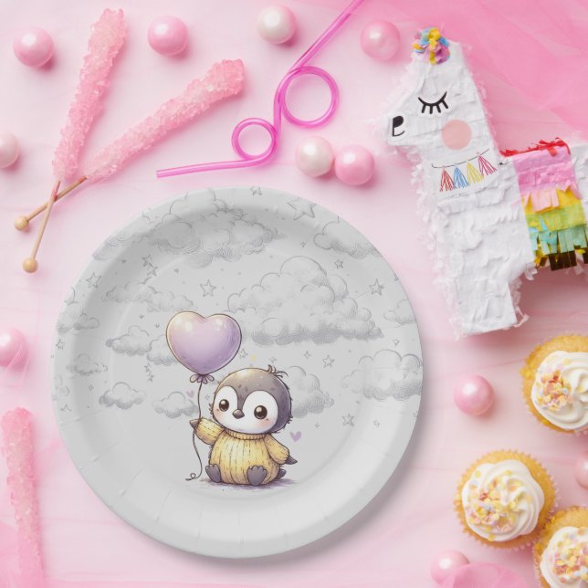 Assiettes En Carton Baby shower de pingouin (Fête)