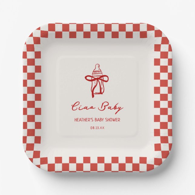 Assiettes En Carton Baby shower de pizza italienne Ciao Baby (Recto)