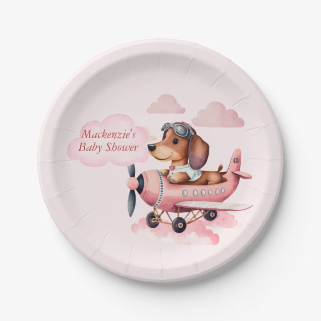 Assiettes En Carton Baby shower de plan de cache rose (Devant)