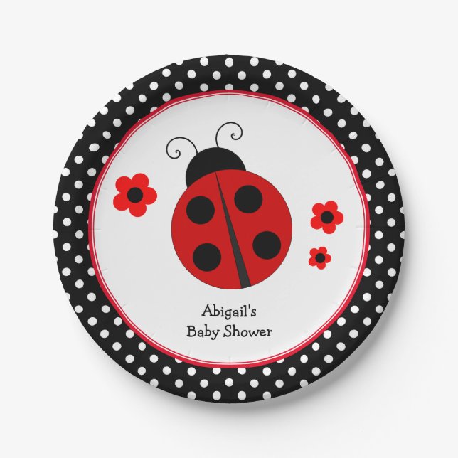 Assiettes En Carton Baby shower de point de la pochette de Ladybug (Devant)