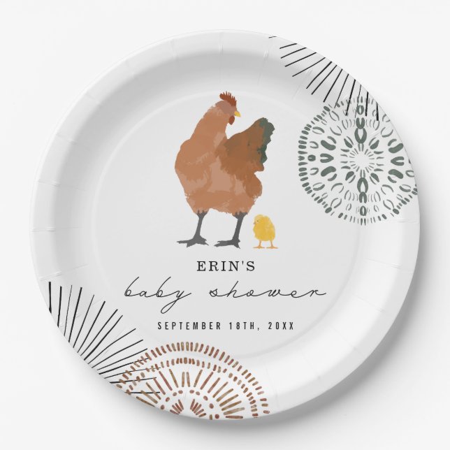 Assiettes En Carton Baby shower de poulet (Devant)
