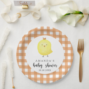 Assiettes En Carton Baby shower de poulet aquarelle