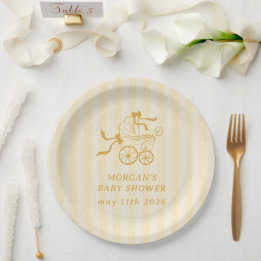 Assiettes En Carton Baby shower de poussette de bébé mignonne Preppy