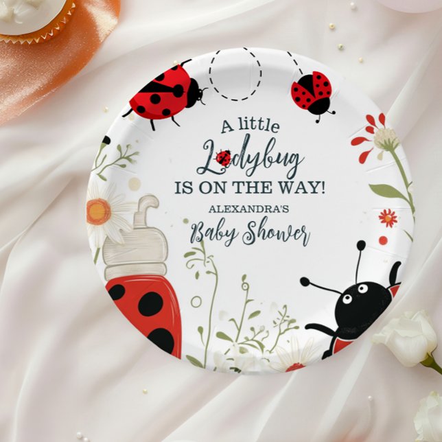Assiettes En Carton Baby shower de printemps Little Ladybug (Créateur téléchargé)