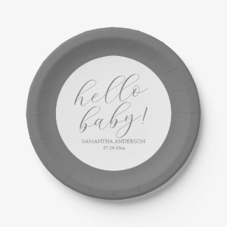 Assiettes En Carton Baby shower de script minimaliste
