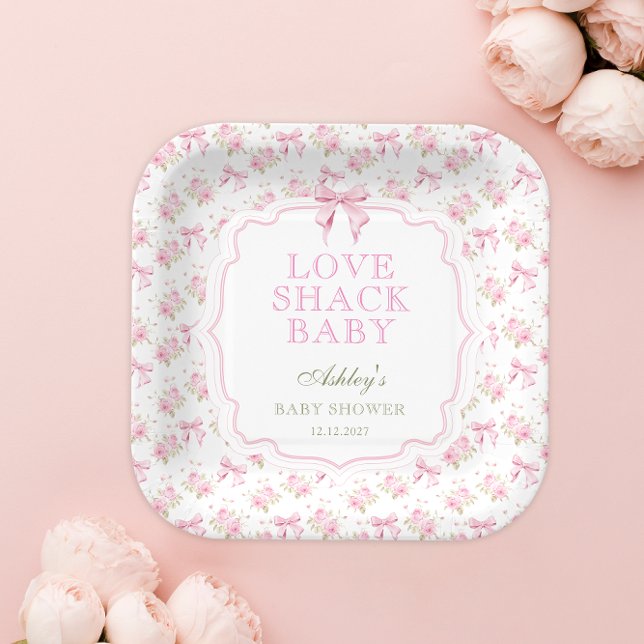Assiettes En Carton Baby shower de Shack de Bow Rose Blush (Créateur téléchargé)