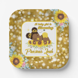 Assiettes En Carton Baby shower de tournesol afro-américain c'est une 