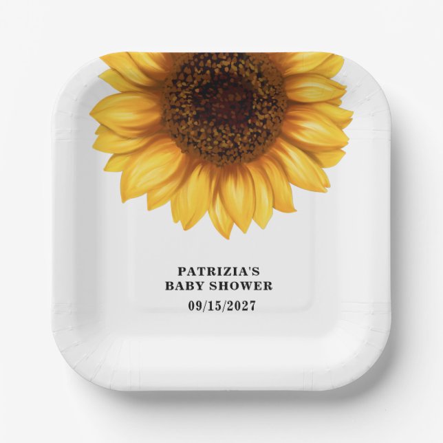 Assiettes En Carton Baby shower de tournesol d'automne (Recto)