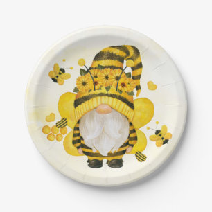 Assiettes En Carton Baby shower de tournesol et d'abeilles Gnome   Ann