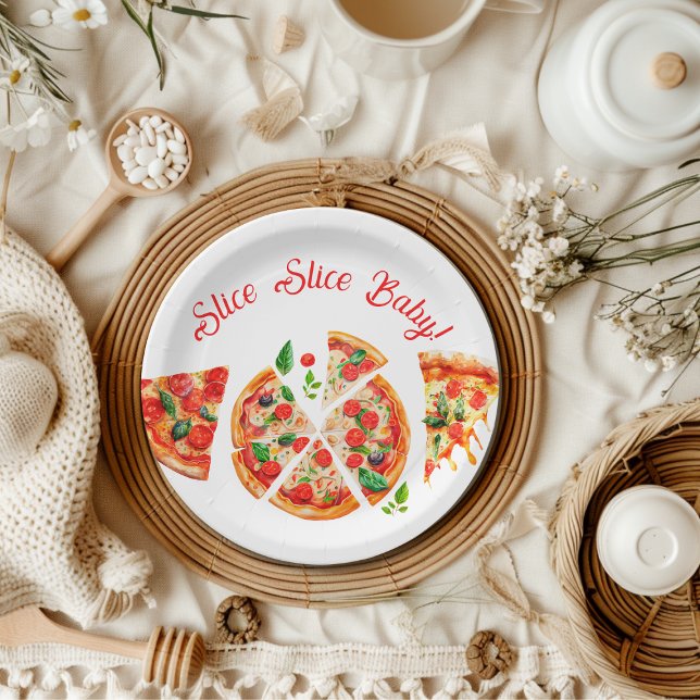 Assiettes En Carton Baby shower de tranche de pizza italienne moderne (Créateur téléchargé)