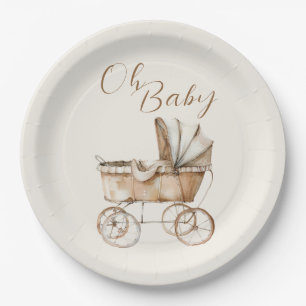 Assiettes En Carton Baby shower de transport Vintage pour bébés Boho