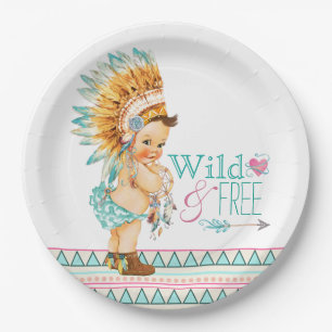 Assiettes En Carton Baby shower de tribal de filles