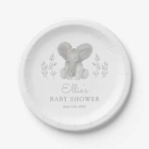 Assiettes En Carton Baby shower de verdure éléphant