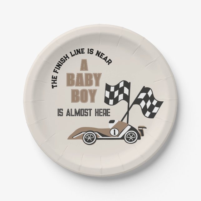 Assiettes En Carton Baby shower de voiture sport (Devant)