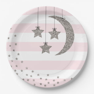 Assiettes En Carton baby shower décoré parties scintillant d'argent ro