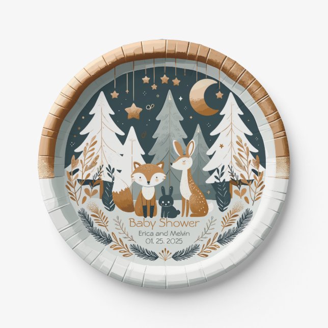 Assiettes En Carton Baby shower des bois (Devant)