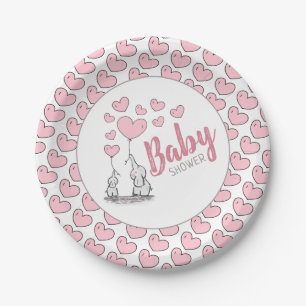 Assiettes En Carton Baby shower des Coeurs Eléphants