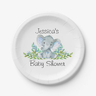 Assiettes En Carton Baby shower des éléphants, fête du premier anniver