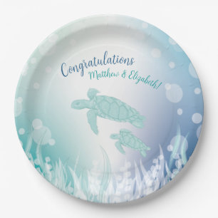 Assiettes En Carton Baby shower des tortues de mer sous la mer