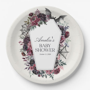 Assiettes En Carton Baby shower d'Halloween au café floral
