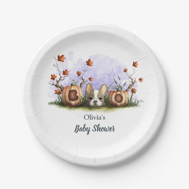 Assiettes En Carton Baby shower d'Halloween Chien-Chien-Chien Mignonne (Devant)
