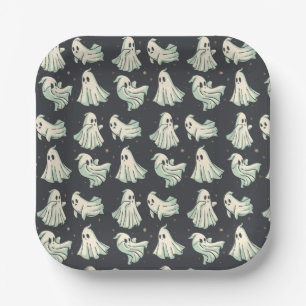 Assiettes En Carton Baby shower d'Halloween fantôme