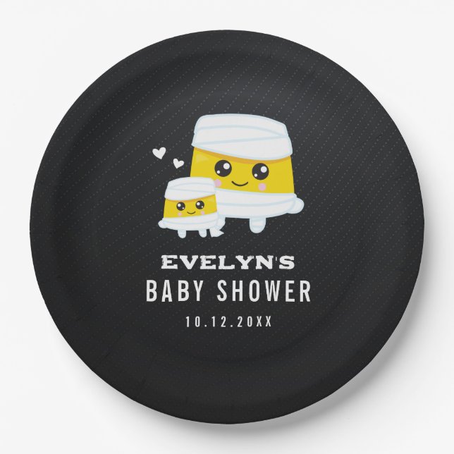 Assiettes En Carton Baby shower d'Halloween maman (Devant)