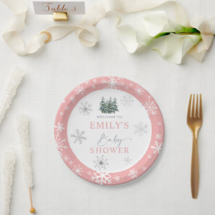 Assiettes En Carton Baby shower d'hiver