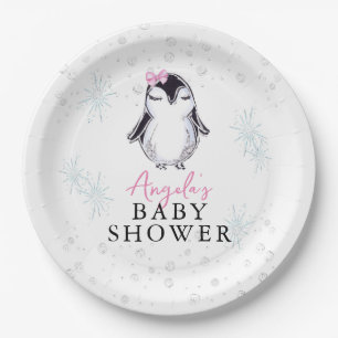 Assiettes En Carton Baby shower d'hiver de Girl Penguin