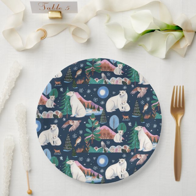 Assiettes En Carton Baby shower d'hiver de l'ours polaire (Mariage)