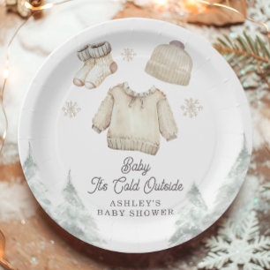 Assiettes En Carton Baby shower d'hiver Il fait froid à l'extérieur de