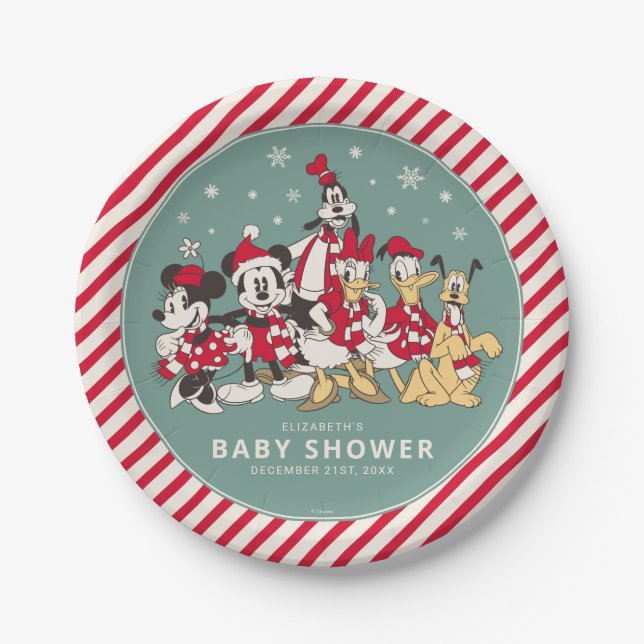 Assiettes En Carton Baby shower d'hiver Mickey & Friends (Devant)