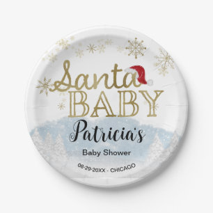 Assiettes En Carton Baby shower d'hiver père Noël Baby Christmas