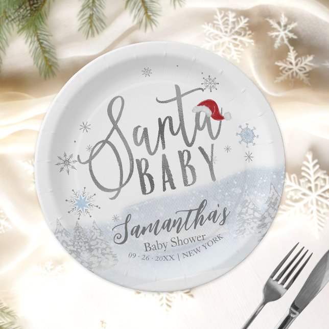 Assiettes En Carton Baby shower d'hiver père Noël Baby Christmas (Créateur téléchargé)