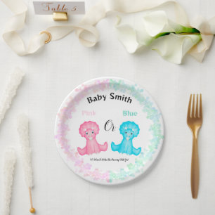 Assiettes En Carton Baby shower Dinosaure Rose Ou Bleu Révélation De S