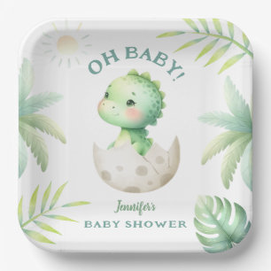 Assiettes En Carton Baby shower Dinosaure Tropical Cute Dino