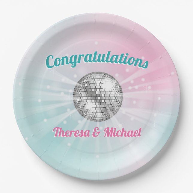 Assiettes En Carton Baby shower Disco Ball Super (Devant)