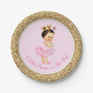 Assiettes En Carton Baby shower d'or rose de la princesse Ballerina