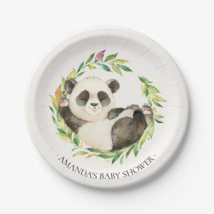 Assiettes En Carton Baby shower d'ours de panda sucré 7"